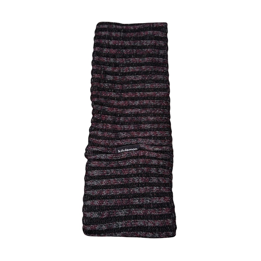 Lululemon Headband Women OS Purple Striped Excellent Fleece Lined Knit Wool